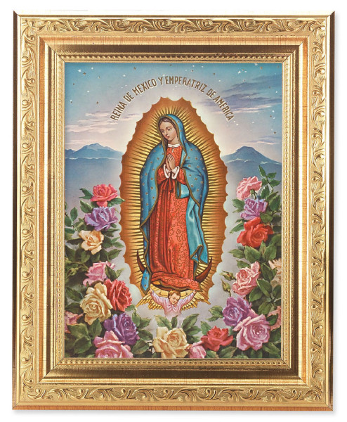 Our Lady of Guadalupe Reina de Mexico 6x8 Print Under Glass - #162 Frame