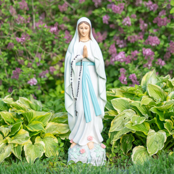 Our Lady of Lourdes Statue Hand Painted Marble Composite - 22 inch - Full Color