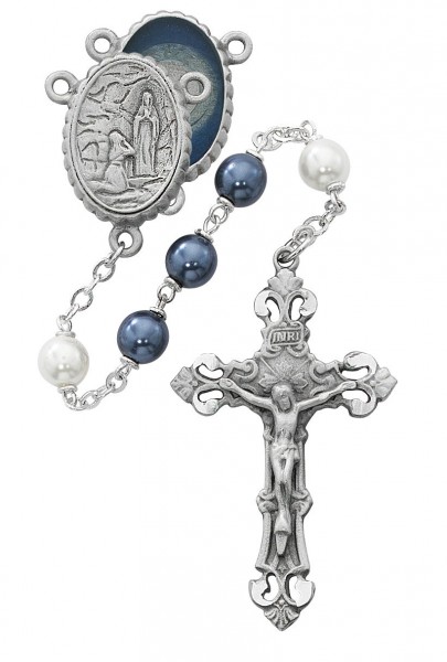 Our Lady of Lourdes Water Center Rosary - Blue
