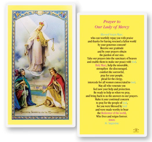 Our Lady of Mercy Laminated Laminated Prayer Card - 1 Prayer Card .99 each
