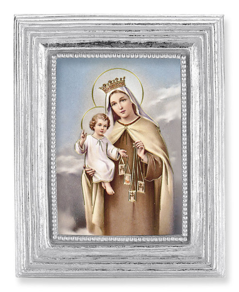 Our Lady of Mount Carmel 2.5x3.5 Print Under Glass - Silver