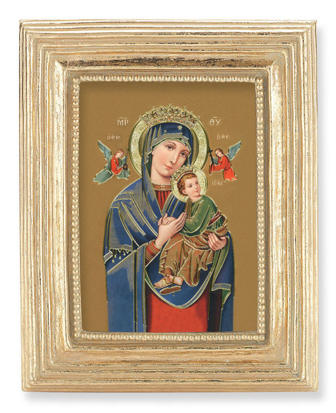 Our Lady of Perpetual Help 2.5x3.5 Print Under Glass - Gold