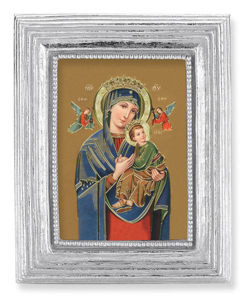 Our Lady of Perpetual Help 2.5x3.5 Print Under Glass - Silver