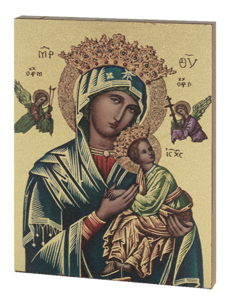 Our Lady of Perpetual Help Embossed Wood Plaque - Full Color