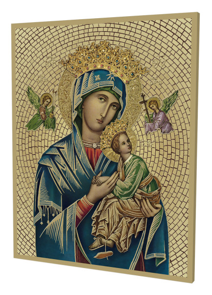 Our Lady of Perpetual Help Gold Foil Mosaic Plaque - Full Color