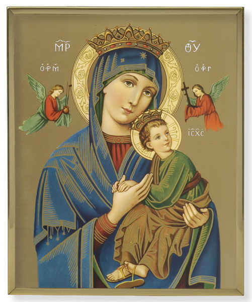 Our Lady of Perpetual Help Gold Trim Plaque - 2 Sizes - Full Color