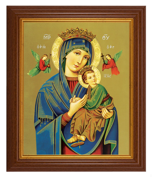 Our Lady of Perpetual Help Icon 8x10 Textured Artboard Dark Walnut Frame - #112 Frame