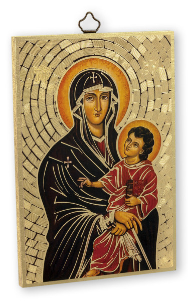 Our Lady of Romanus 4x6 Mosaic Plaque - Gold