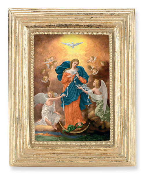 Our Lady of Untier of Knots 2.5x3.5 Print Under Glass - Gold