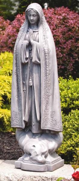 Our Lady of Fatima Garden Statue 33.5 Inches - Old Stone Finish