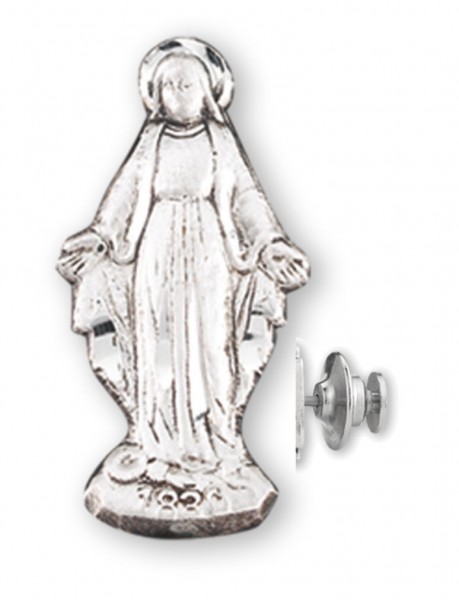 Our Lady of Grace Figure Lapel Pin Sterling Silver - Sterling Silver