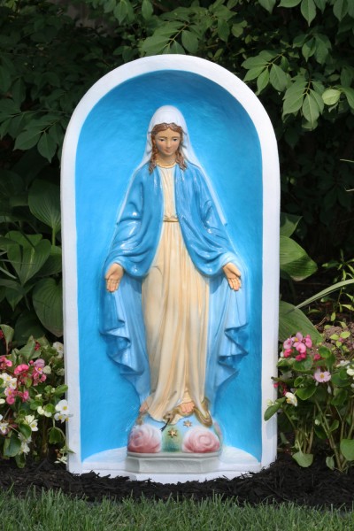 Our Lady of Grace Garden Statue, Built in Grotto 30 Inches - Detailed Color Finish