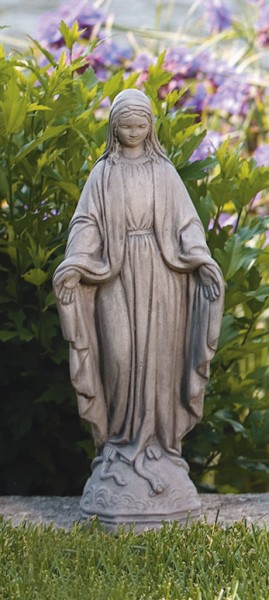 Our Lady of Grace Outdoor Statue 17.75 Inches - Old Stone Finish