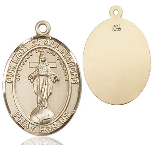 Our Lady of Grace of All Nations Patron Saint Medal - 14K Solid Gold