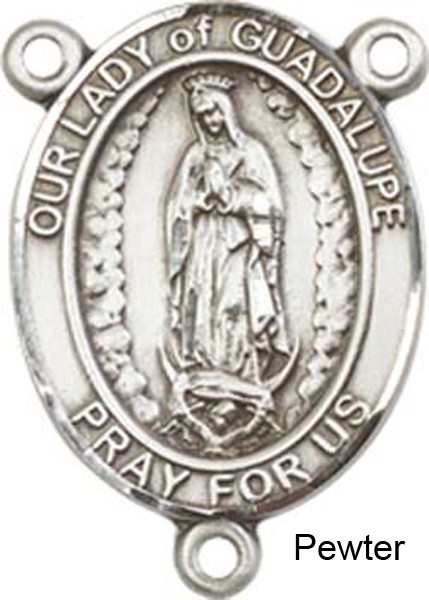 Our Lady of Guadalupe Rosary Centerpiece Sterling Silver or Pewter - Pewter