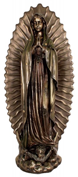 Our Lady of Guadalupe Statue, Bronzed Resin - 27 inch - Bronze