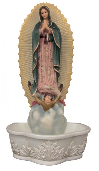 Our Lady of Guadalupe Water Font, Full Color - 7 1/2 inch - Full Color