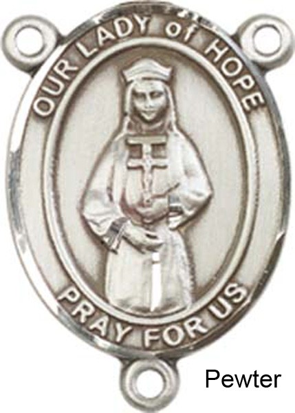 Our Lady of Hope Rosary Centerpiece Sterling Silver or Pewter - Pewter