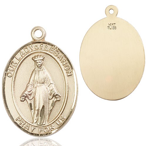 Our Lady of Lebanon Pendant - 14K Solid Gold