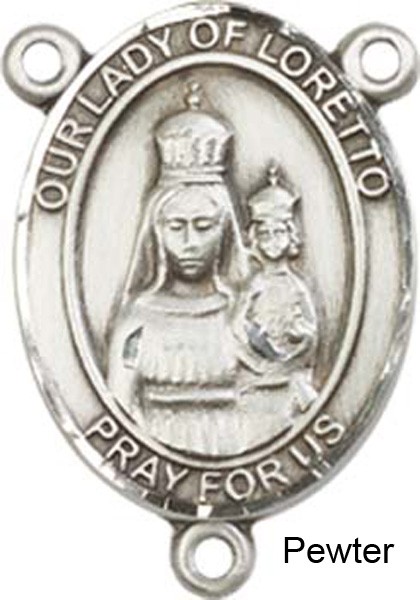Our Lady of Loretto Rosary Centerpiece Sterling Silver or Pewter - Pewter