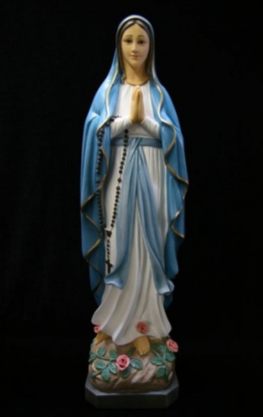 Our Lady of Lourdes Statue Hand Painted Marble Composite - 24.5 inch - Full Color