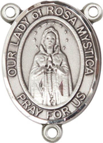 Our Lady of Rosa Mystica Rosary Centerpiece - Sterling Silver