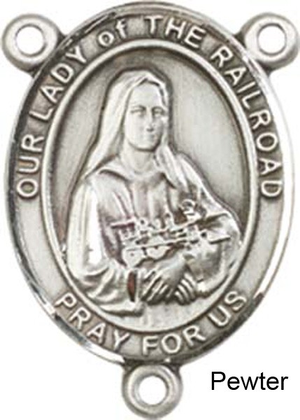 Our Lady of the Railroad Rosary Centerpiece Sterling Silver or Pewter - Pewter