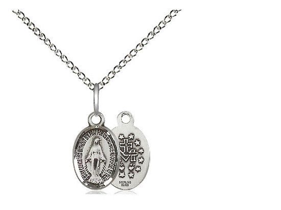 Petite Miraculous Medal  - Sterling Silver