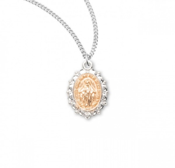 Petite Miraculous Pendant with Scalloped Border - Gold | Silver