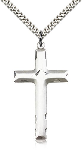 Etched Cross Pendant - Sterling Silver