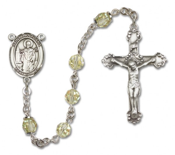 St. Wolfgang Sterling Silver Heirloom Rosary Fancy Crucifix - Zircon