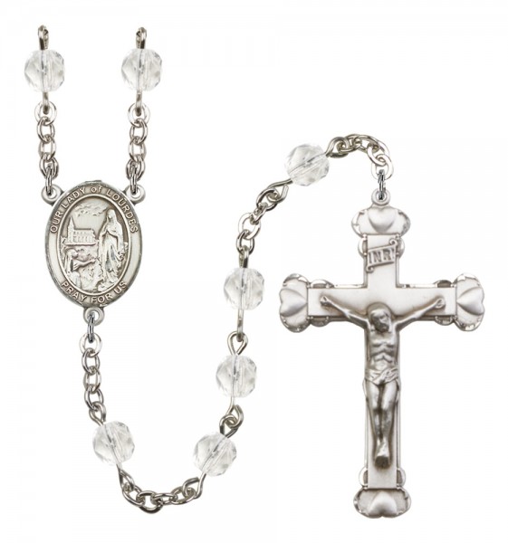 Women's Our Lady of Lourdes Birthstone Rosary - Crystal