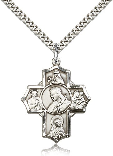 St Philomena, St. Theresa, St. Rita, St. Anthony and St. Jude Medal - Sterling Silver