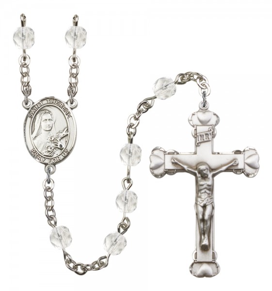 Women's St. Therese of Lisieux Birthstone Rosary - Crystal