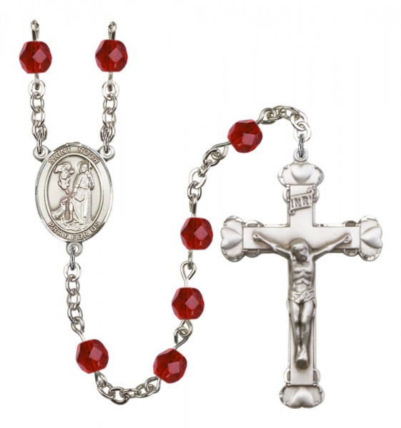 Women's St. Roch Birthstone Rosary - Ruby Red
