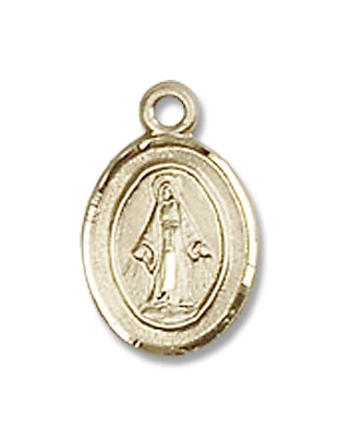 Baby Child Size Miraculous Medal Necklace - 14K Solid Gold
