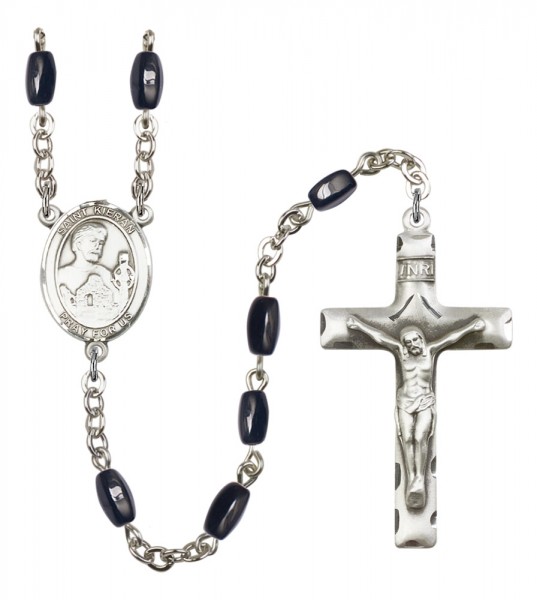 Men's St. Kieran Silver Plated Rosary - Black | Silver