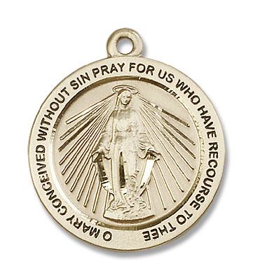 Rays of Light Miraculous Medal Necklace - 14K Solid Gold