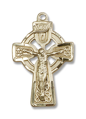 Women's Celtic Crucifix Pendant - 14K Solid Gold