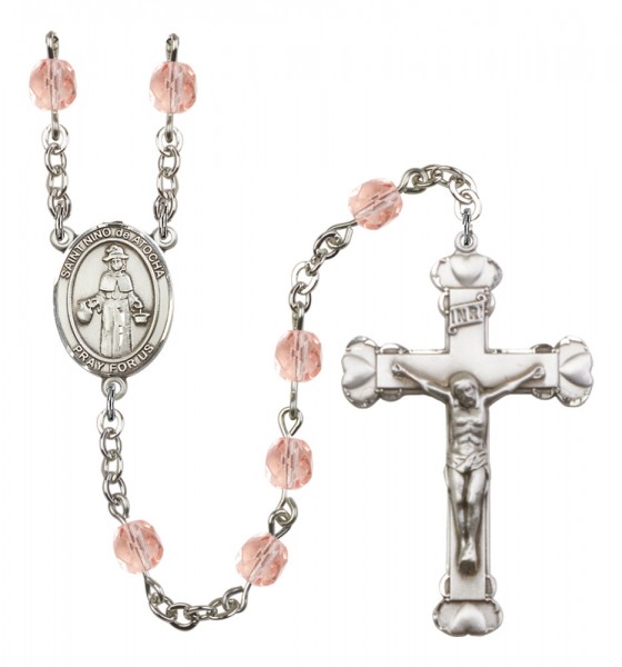 Women's St. Nino de Atocha Birthstone Rosary - Pink
