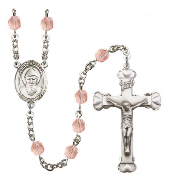 Women's St. Sharbel Birthstone Rosary - Pink