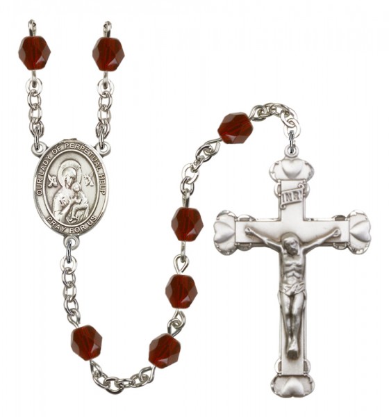 Women's Our Lady of Perpetual Help Birthstone Rosary - Garnet