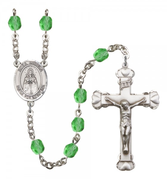 Women's Our Lady Rosa Mystica Birthstone Rosary - Peridot
