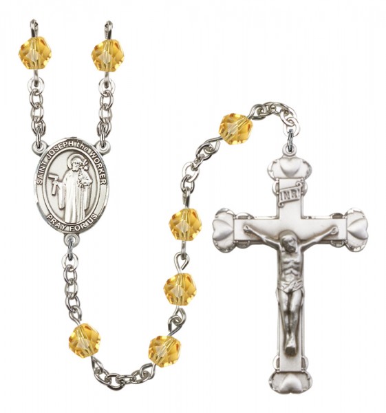 Women's St. Joseph the Worker Birthstone Rosary - Topaz