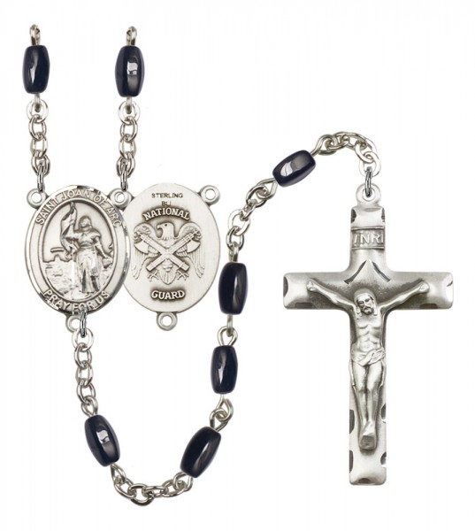 Men's St. Joan of Arc National Guard Silver Plated Rosary - Black | Silver