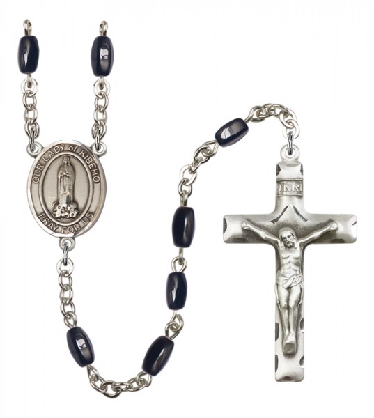 Men's Our Lady of Kibeho Silver Plated Rosary - Black | Silver