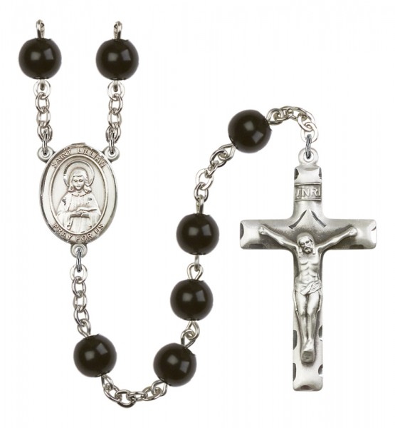 Men's St. Lillian Silver Plated Rosary - Black
