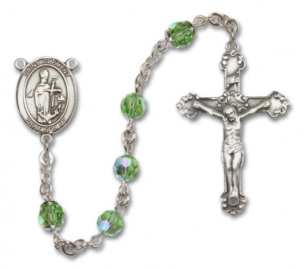St. Clement Sterling Silver Heirloom Rosary Fancy Crucifix - Peridot