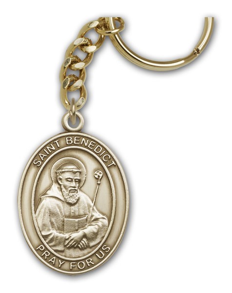St. Benedict Keychain - Antique Gold