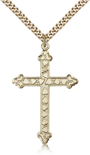 Cross Pendant with Hearts - 14KT Gold Filled